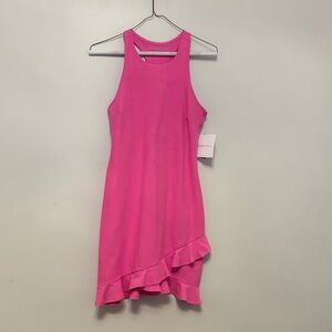 Beyond Yoga Vibrant Pink Ruffle Hem Dress Size S